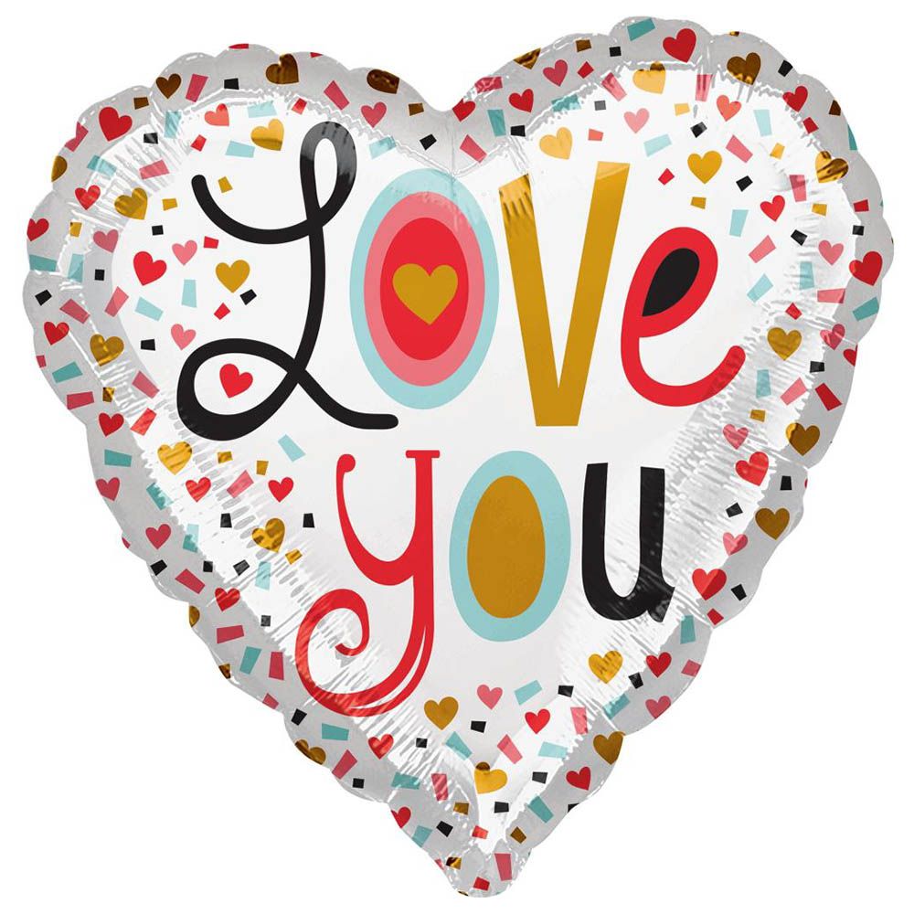 Love You More Confetti Foil Balloon 45cm