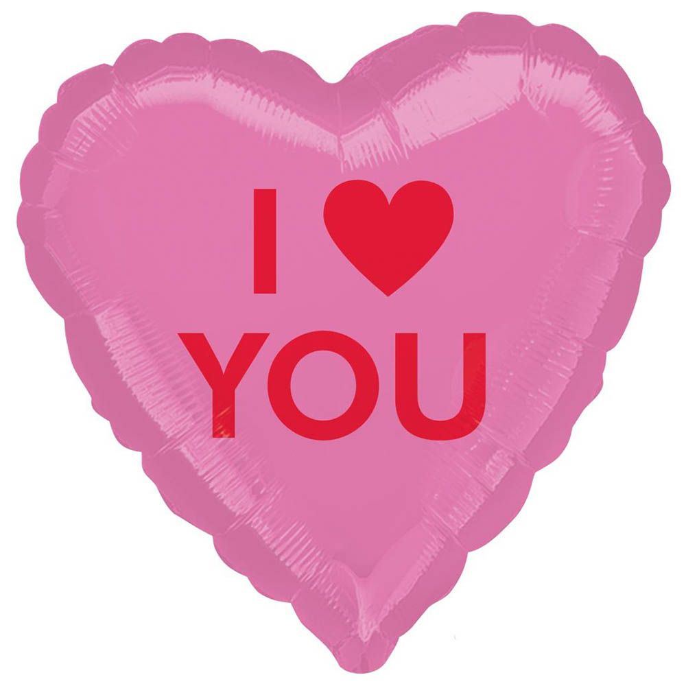 I Heart You Heart Foil Balloon 45cm - Pink