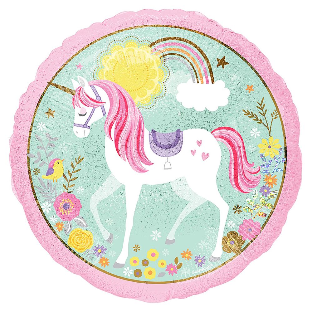 S55 Magical Unicorn Holo Foil Balloon 18"