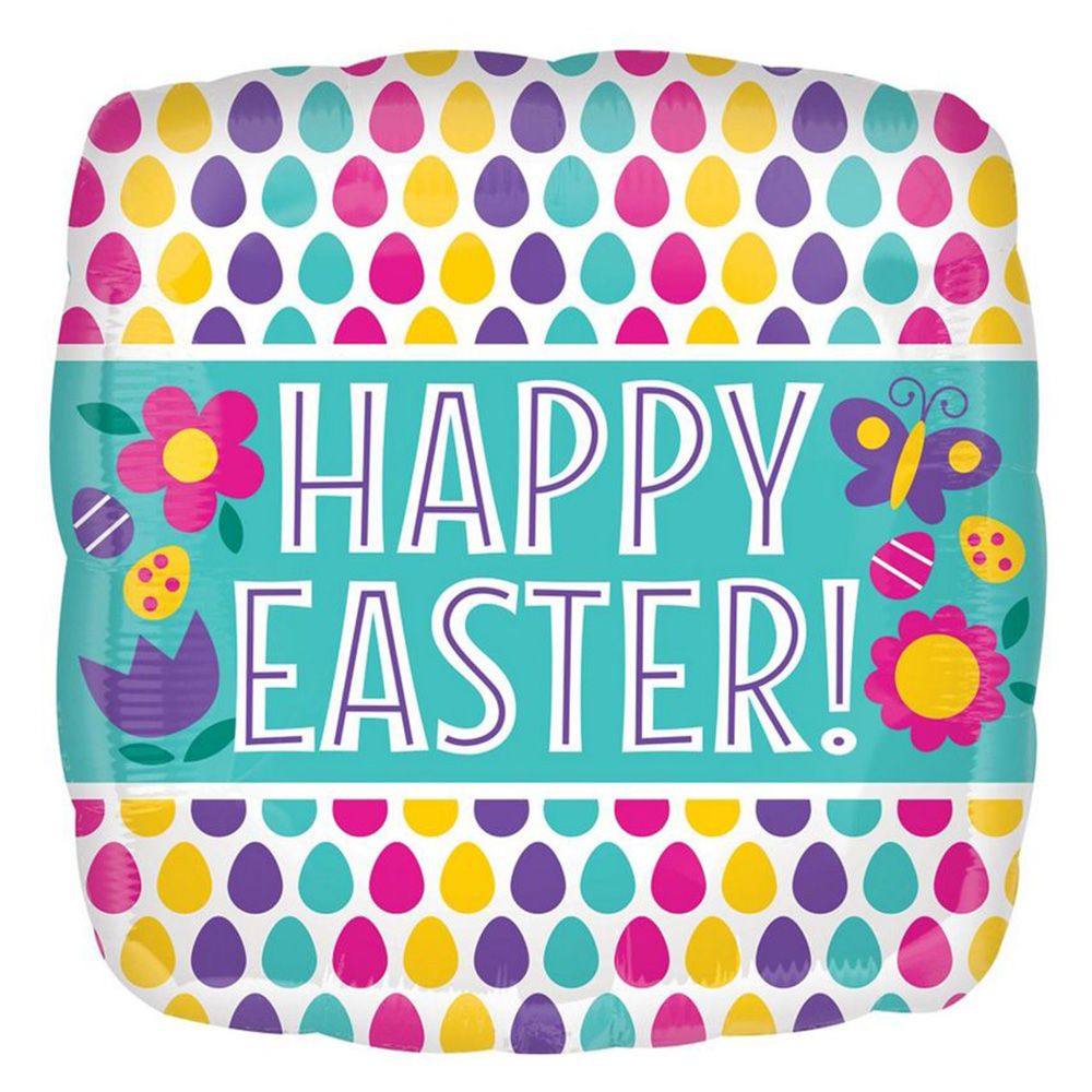 Easter Egg Pattern Square Foil Balloon 18In