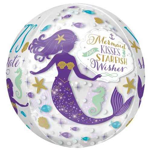 Mermaid Wishes Clear Orbz Foil Balloon 40cm