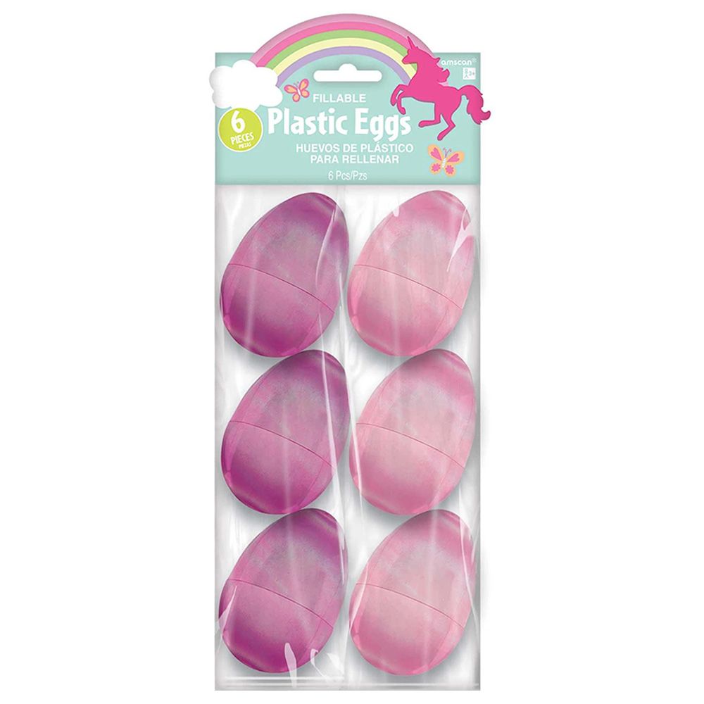 Party Centre - Unicorn Iridescent Large Plastic Eggs - 6pc-Set