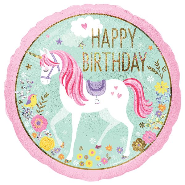 Magical Unicorn Holographic Foil Balloon 18"