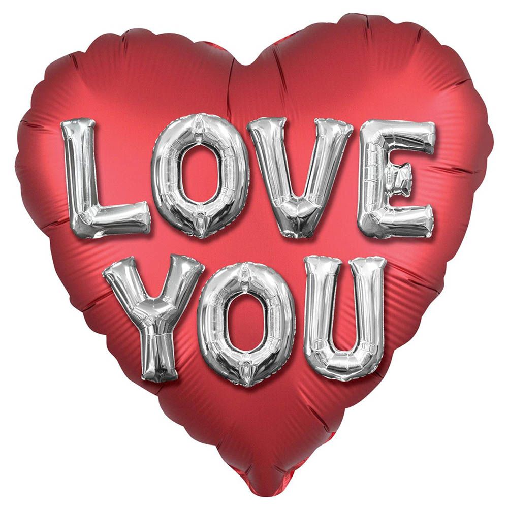 Love You Letters Satin Foil Balloon 45cm