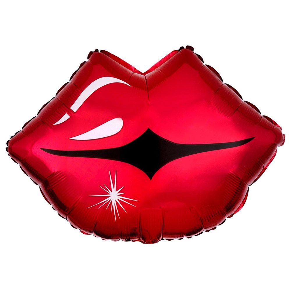 Valentines Kissy Lips Junior Shape Foil Balloon - Red