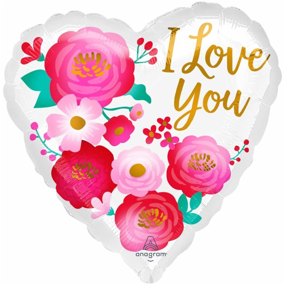 Valentines Love You Ombre Flowes Jumbo Foil Balloon