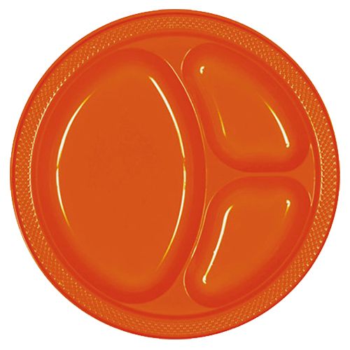 Amscan - Divided Plastic Plates 10.25" 20pcs - Orange Peel