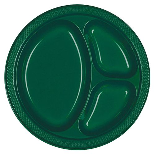 Amscan - Divided Plastic Plates 10.25" 20pcs - Festive Green