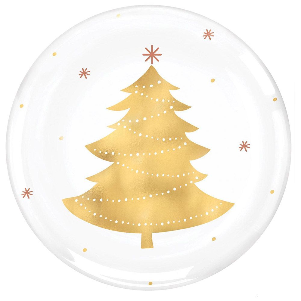 Amscan - Tree Hot Stamped Plastic Plates 7.5-inch - 4pcs