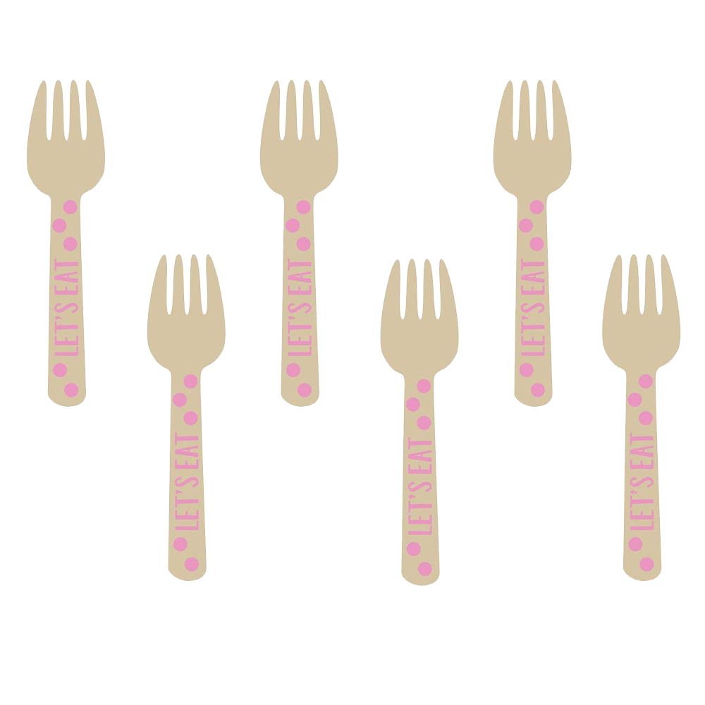 Amscan - Wooden Paper Forks 12pcs - Pink