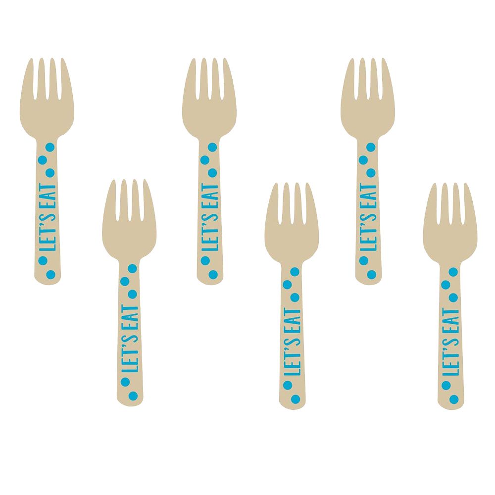 Amscan - Wooden Paper Forks 12pcs - Blue