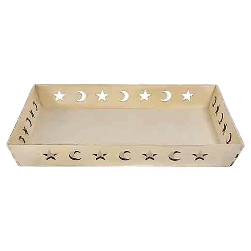 Party Centre - Star & Moon Rectangular Wood Serving Tray - 11x16cm