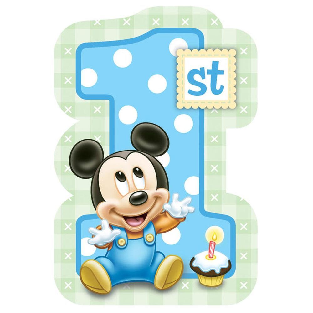 Mickey Mouse 1st Birthday Invitations 8pcs