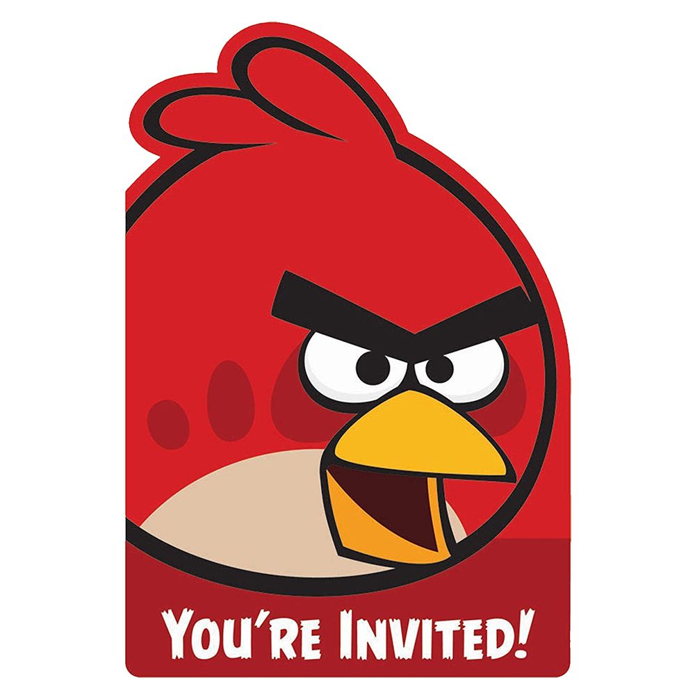 Amscan - Angry Birds Invitations 8pcs - Red