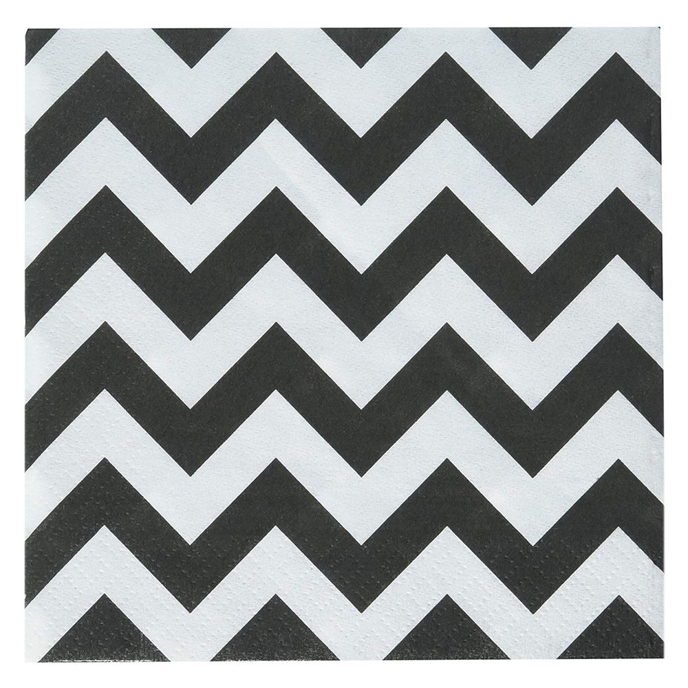 Amscan - Chevron Beverage Tissues 16pcs - Jet Black