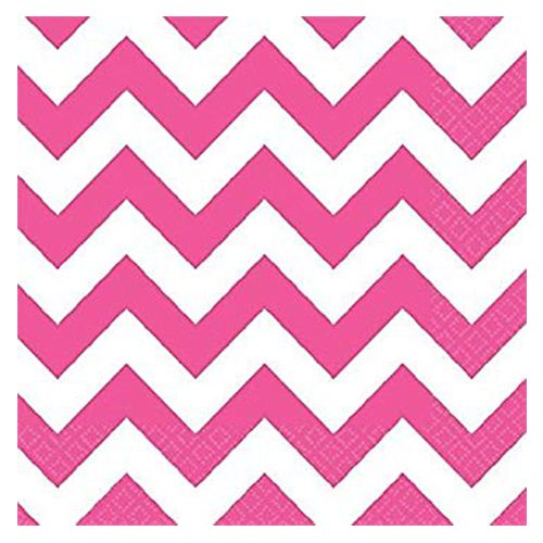 Amscan - Chevron Beverage Napkin - Bright Pink