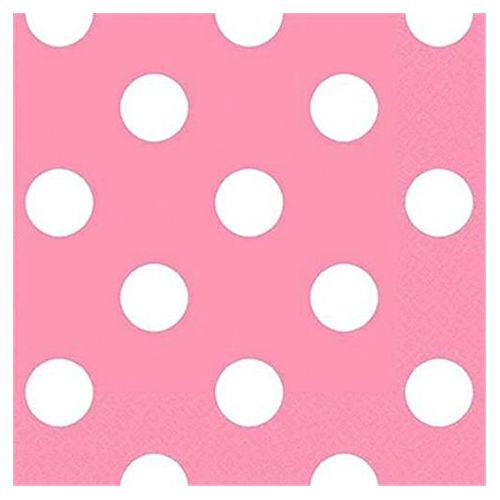 Amscan - Solid Dots Beverage Napkins 16pcs - Pink