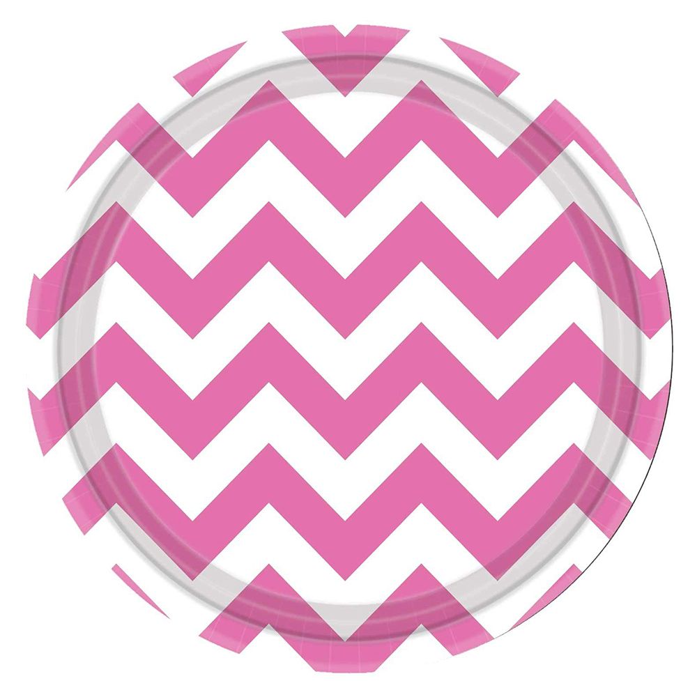 Amscan - Chevron Plate 7" - Bright Pink