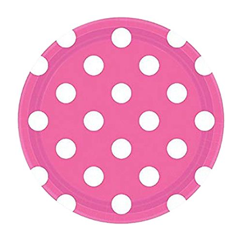 Amscan - Dots Paper Plates 7" 8pcs - Bright Pink