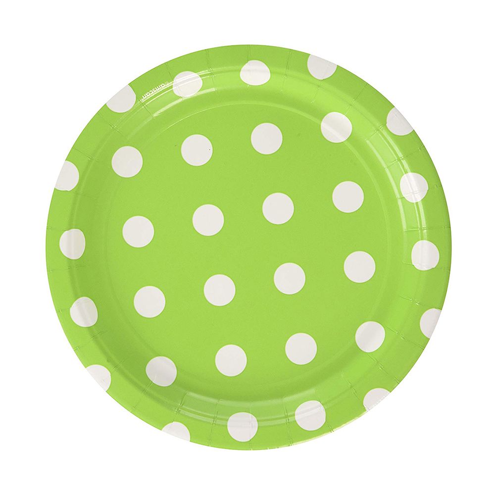 Amscan - Dots Round Party Paper Plates 7" 8pcs - Kiwi Green