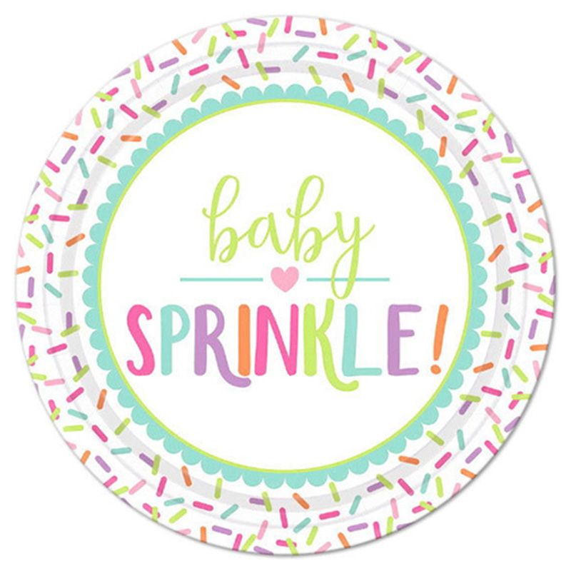 Amscan - Baby Sprinkle Round Paper Plates 7", 8pcs