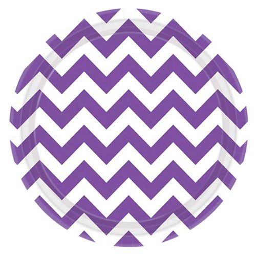 Amscan - Chevron Round Paper Plates 9" 8pcs - Purple