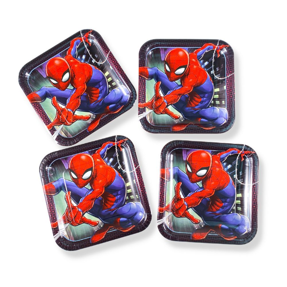 Spider-Man Webbed Square Paper Plates 9" 8pcs