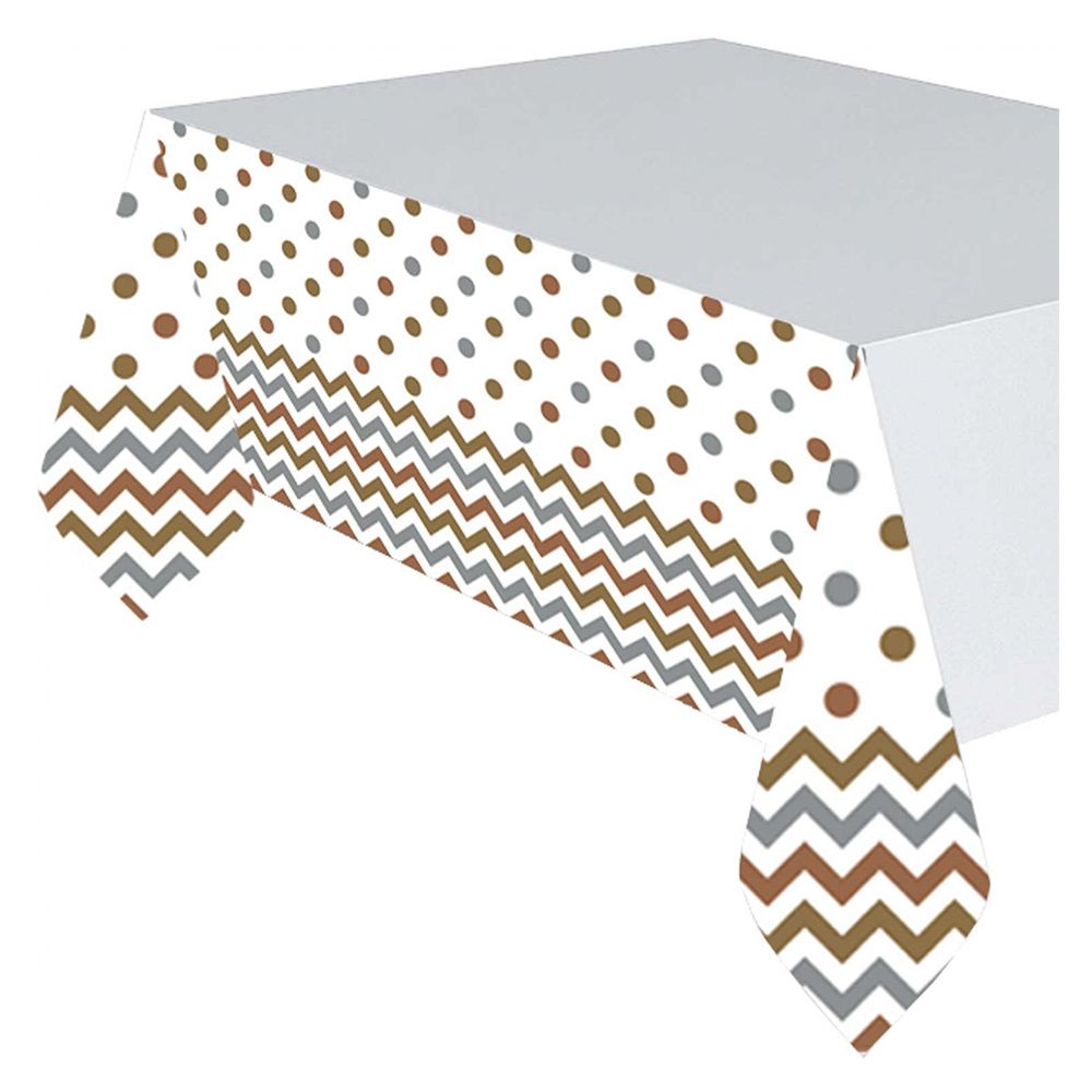 Amscan - Chevron Plastic Table Cover - Mixed Metals