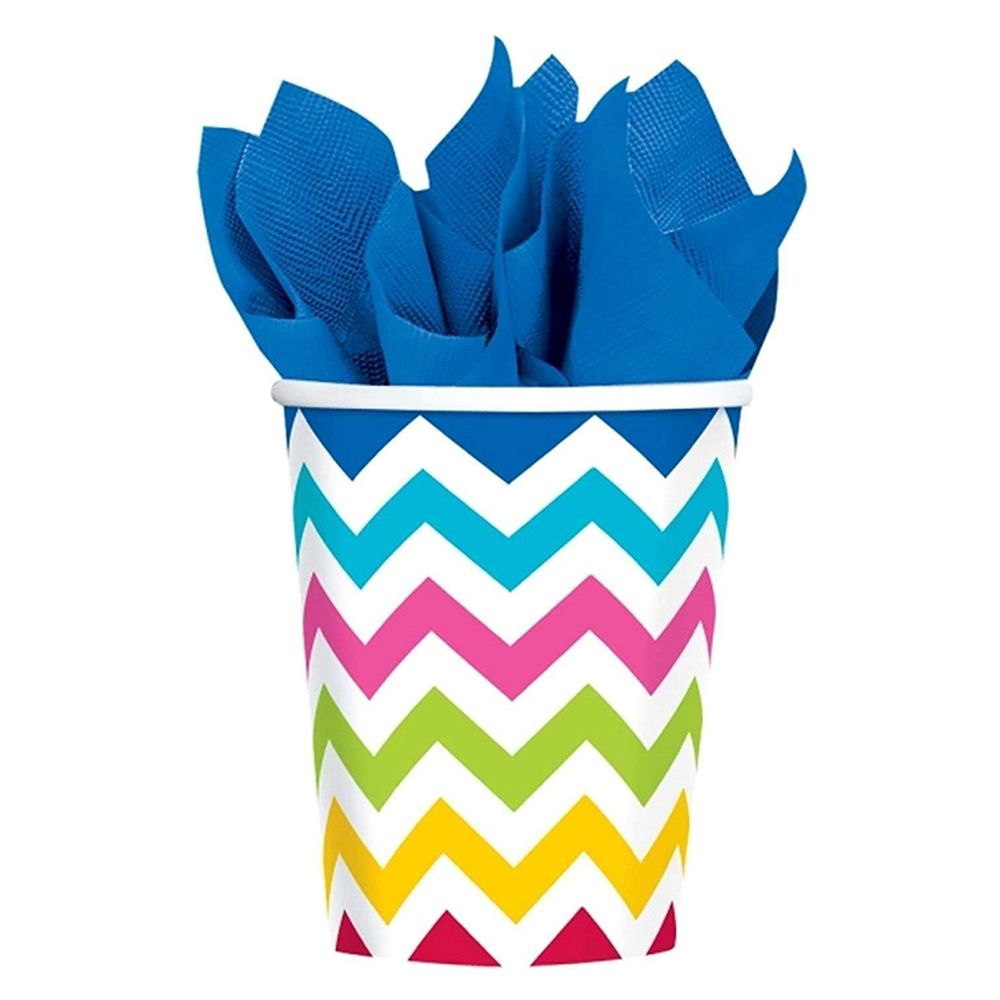 Amscan - Chevron Paper Cups 9oz 8pcs - Rainbow