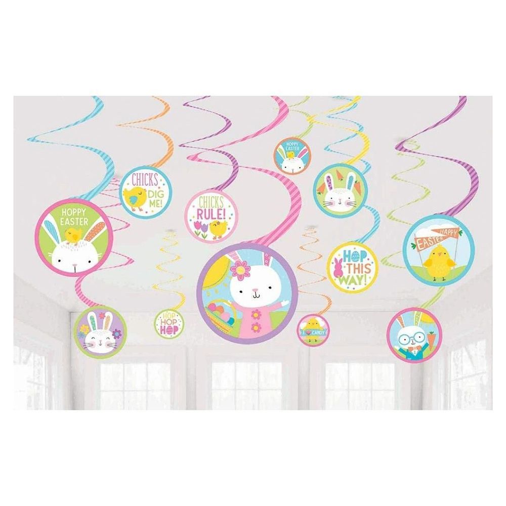 Hello Bunny Easter Swirl Decoration 12Pcs