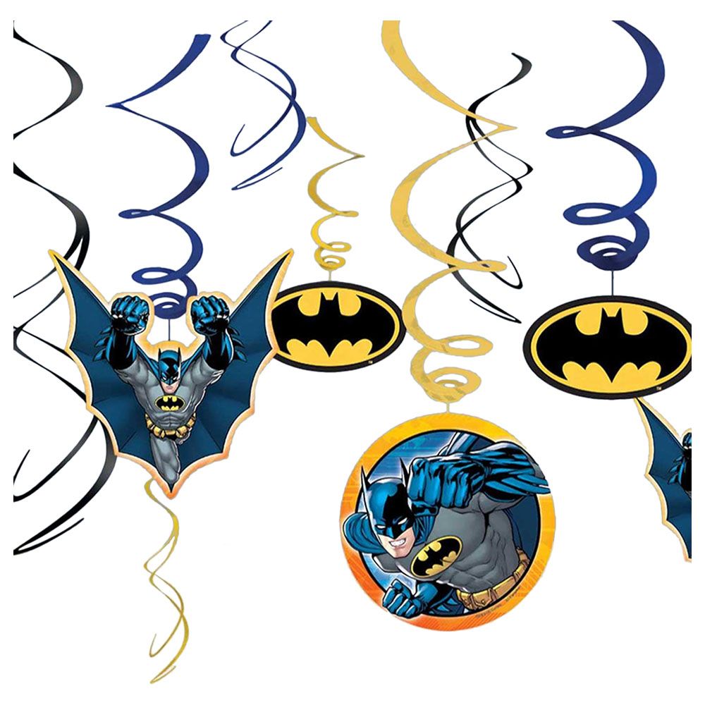 12 Batman Hanging Swirl Decoration Pack