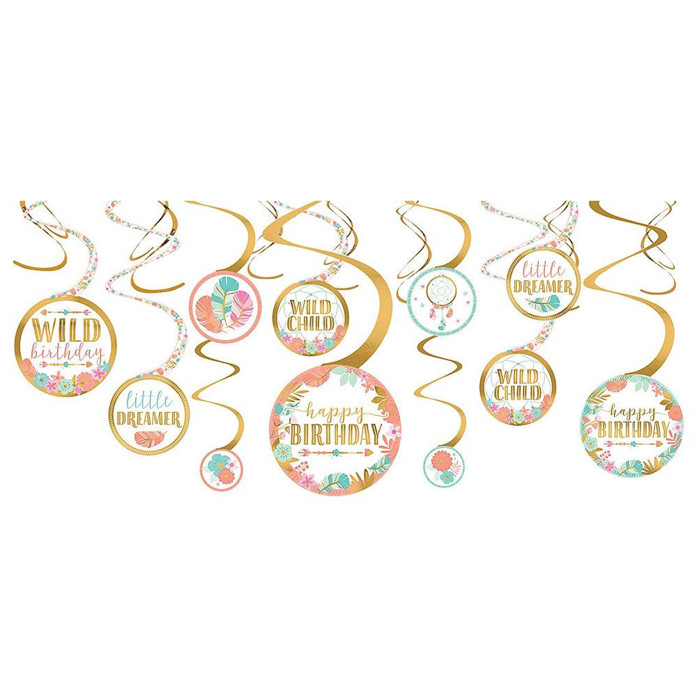 Boho Girl Swirl Decorations Value Pack