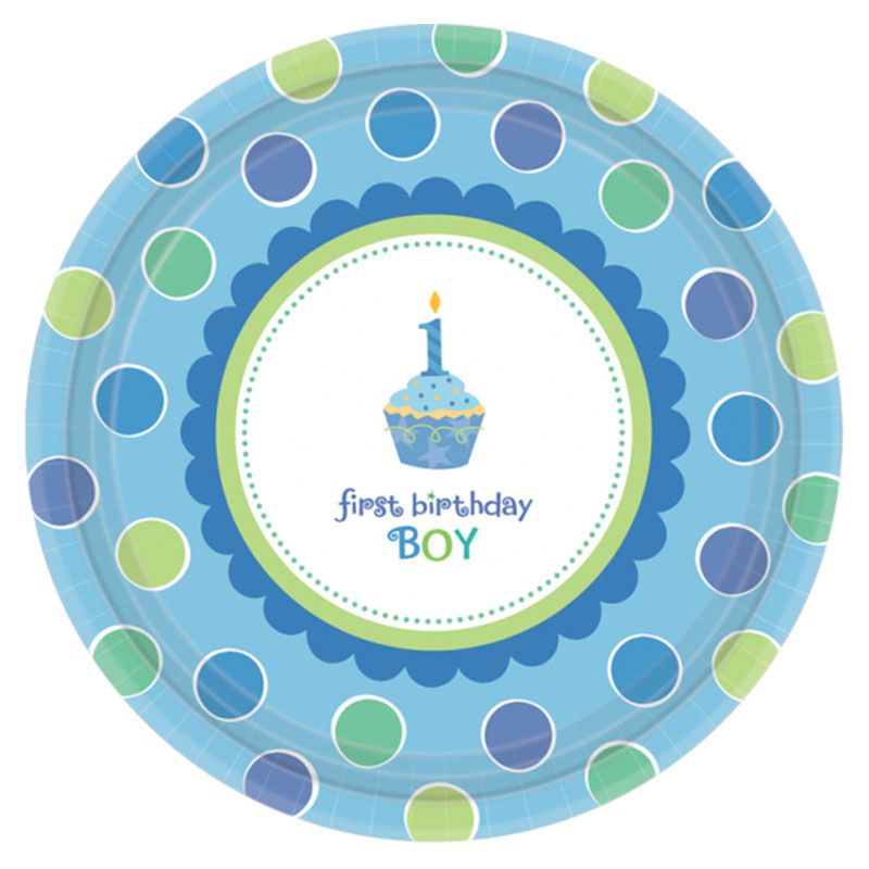 Sweet Little Cupcake Boy Plates - 18pk