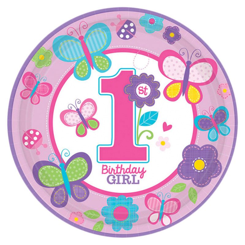 Sweet Birthday Girl Paper Plates - 18pk