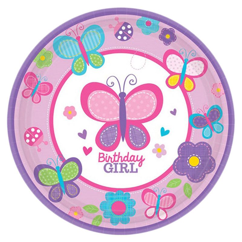 Sweet Birthday Girl Paper Plates 7in, 18pcs