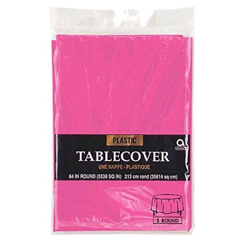 Amscan - Round Plastic Table Cover 84" - Bright Pink