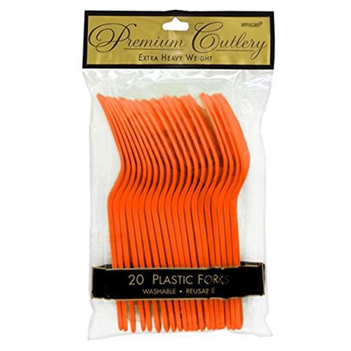 Amscan - Heavy Weight Plastic Forks 20pcs - Orange Peel