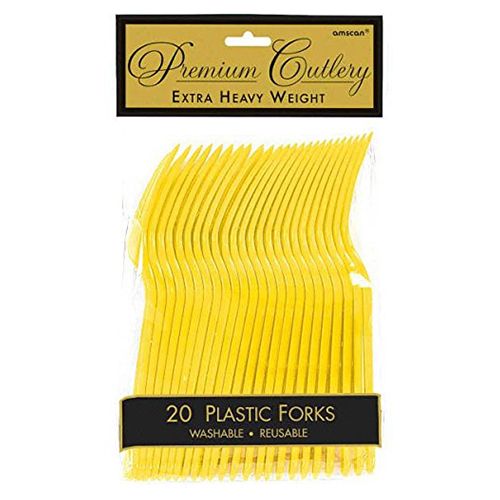 Amscan - Heavy Weight Plastic Forks 20pcs - Yellow Sunshine