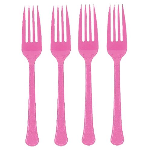 Amscan - Heavy Weight Plastic Forks 20pcs - Bright Pink