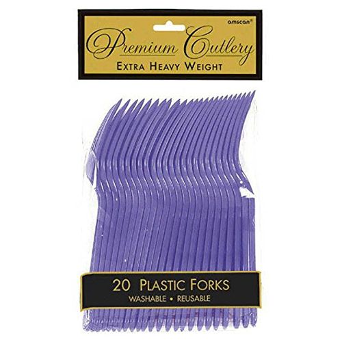 Amscan - Heavy Weight Plastic Forks 20pcs - New Purple