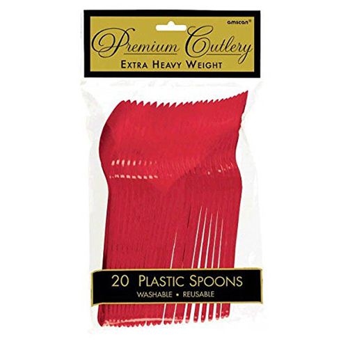 Amscan - Heavy Weight Plastic Spoons 20pcs - Apple Red