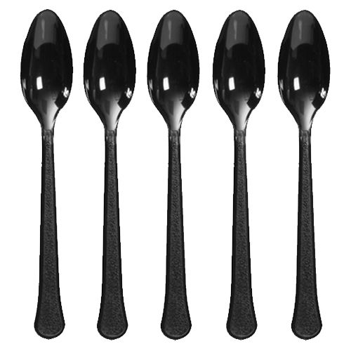 Amscan - Heavy Weight Plastic Spoons 20pcs - Jet Black