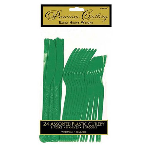 Amscan - Heavy Weight Assorted Cutlery 24pcs - Festive Green