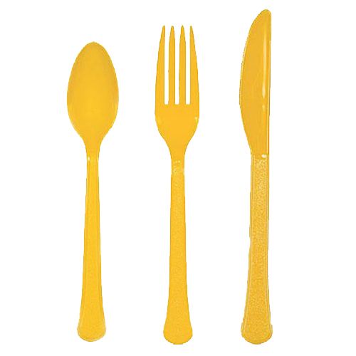 Amscan - Heavy Weight Assorted Cutlery 24pcs - Yellow