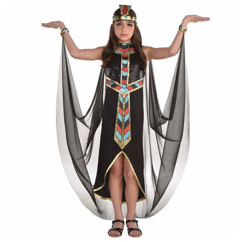 Party Centre - Child Dark Cleopatra Costume - Black