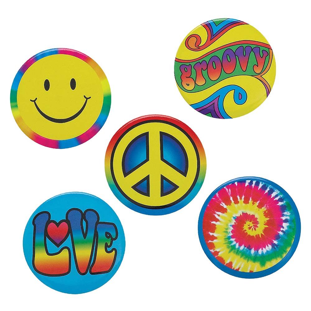 Hippie 60's Badges 5pcs