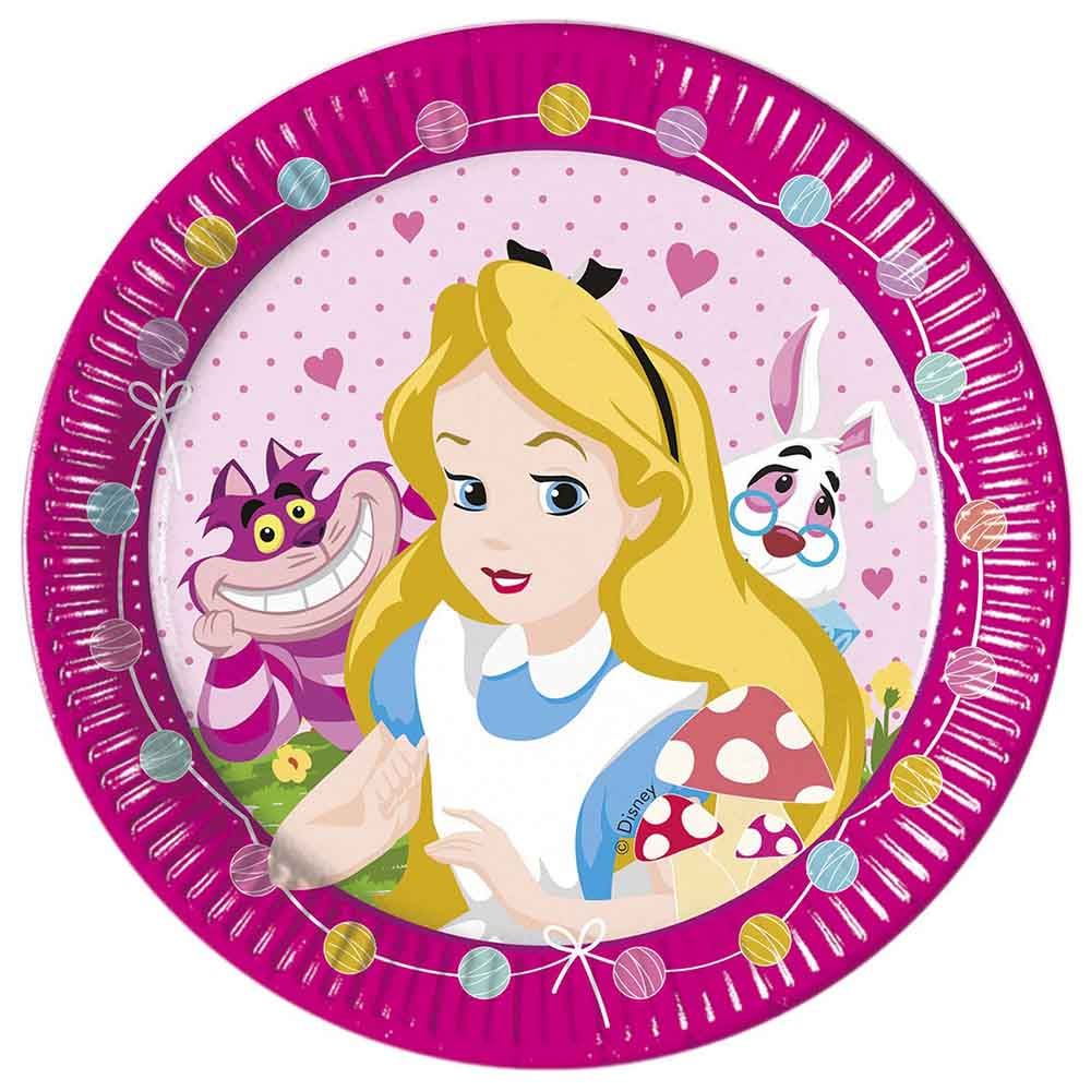 Alice In Wonderland Plates 9", 8pcs - Pink