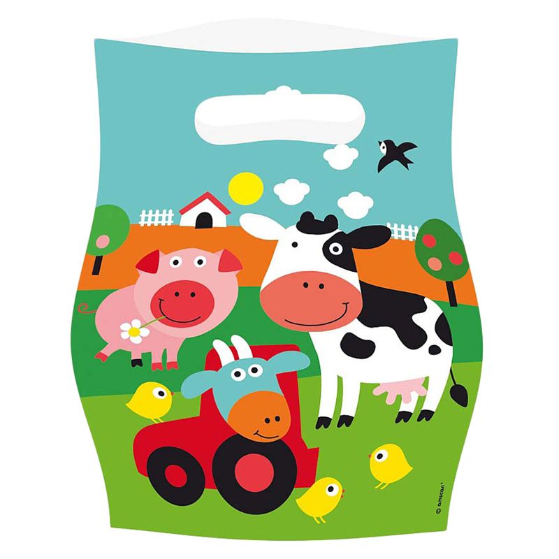 Farm Fun Plastic Loot Bags (8pcs)