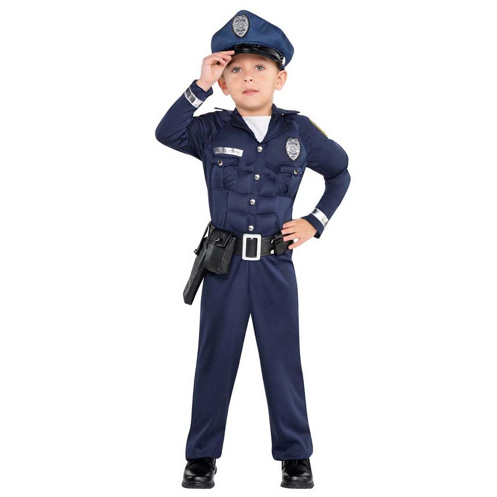 Child Muscle Cop Costume - Blue