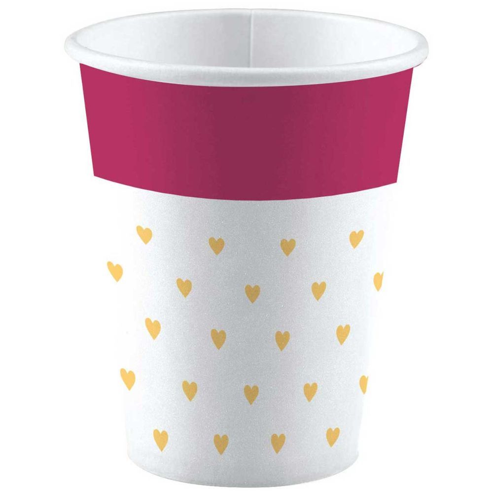 Valentines Everyday Love Small Hearts Paper Cups 8pc-Set